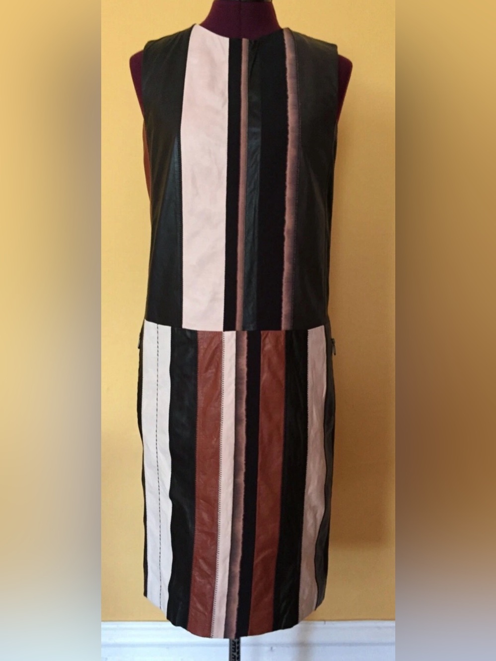 Bottega Veneta multi color leather panel dress